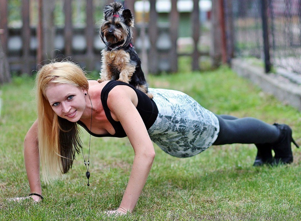 Bodyweight Exercise Pushup with Dog Added